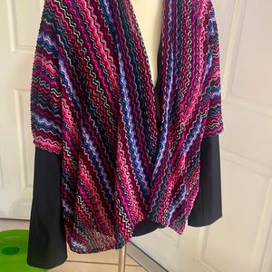 Vintage moms hippie shrug vest tie it or pin it soft mult. colors soft textured